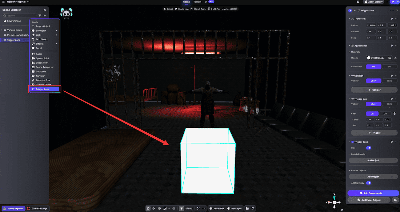 Add trigger zone