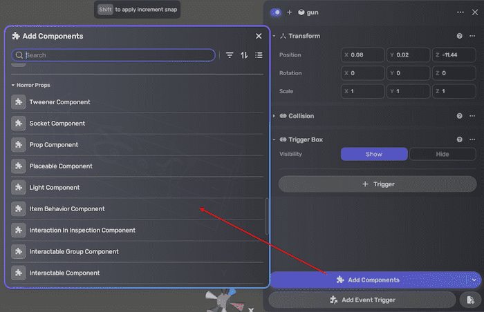 Add item behavior