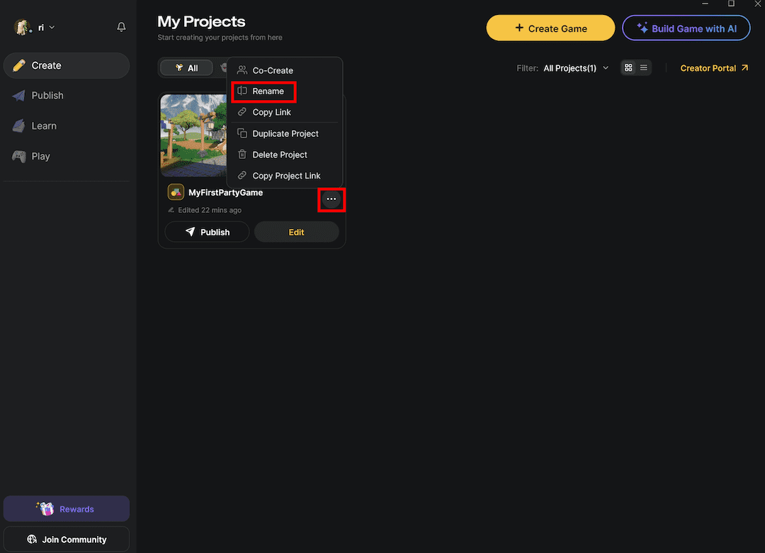 Rename project