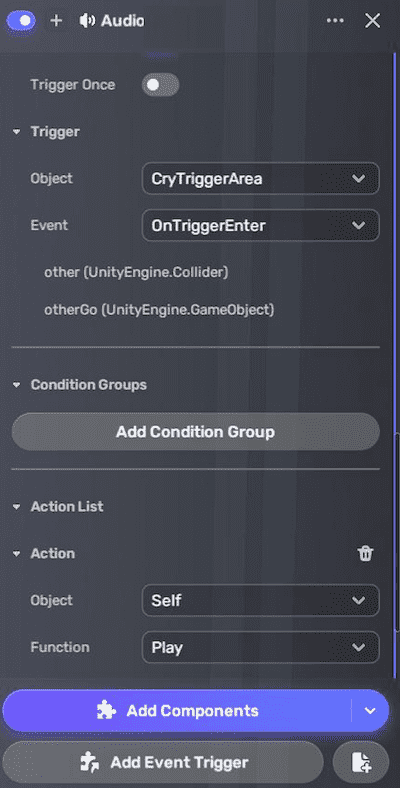 Add audio trigger