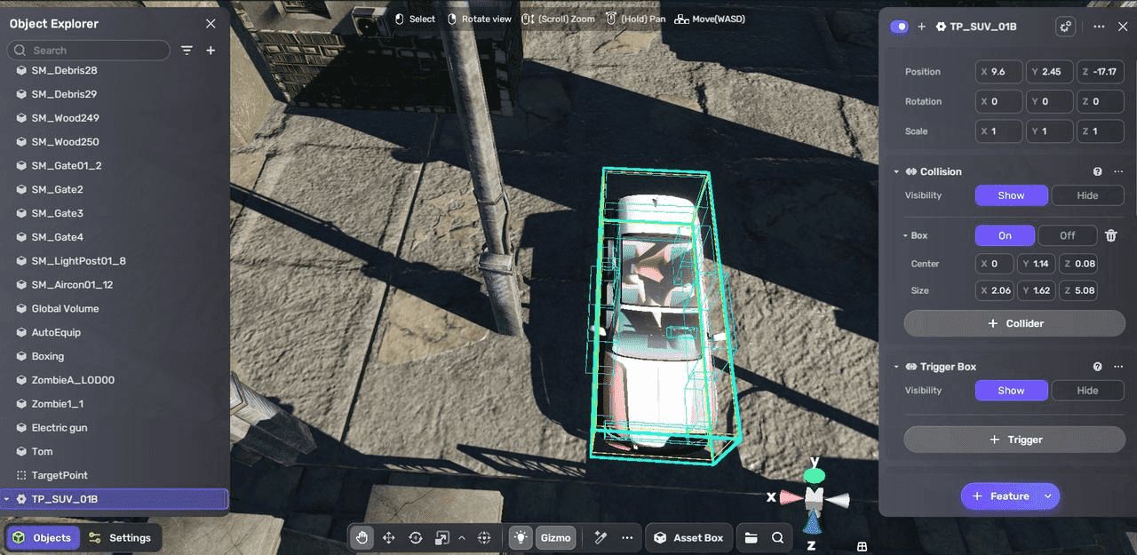 Place vehicle