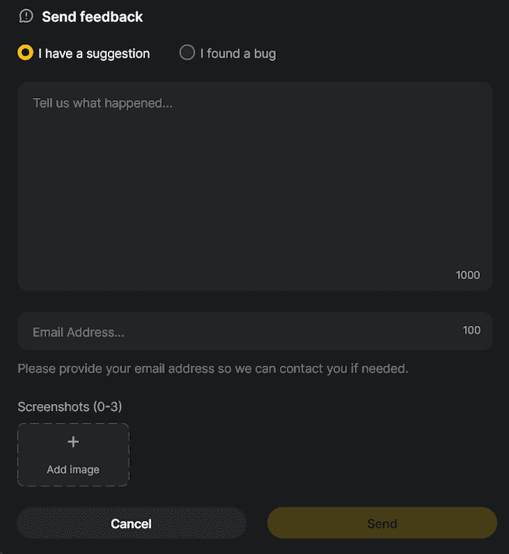 Fill in feedback