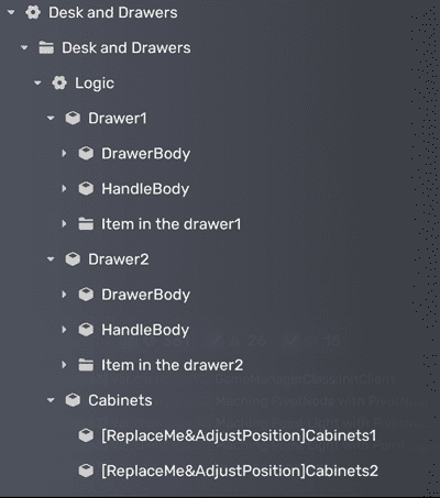 desk and drawers hierarchy