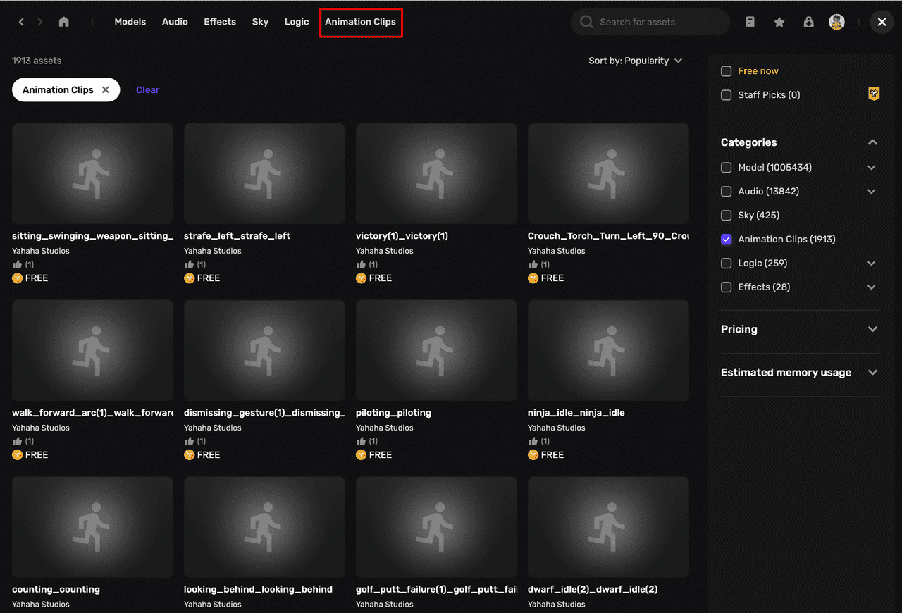 资产库动画片段
