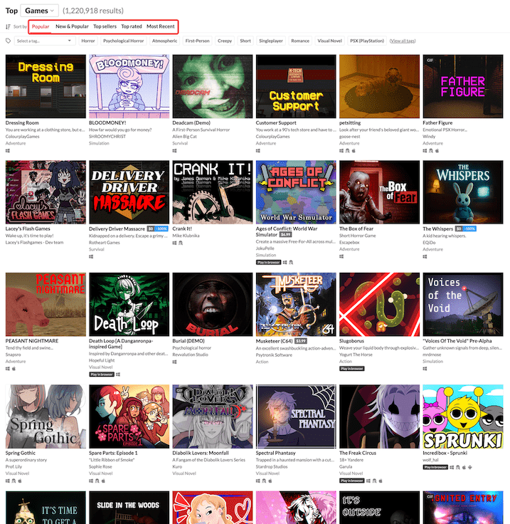 multi-tagged itch games