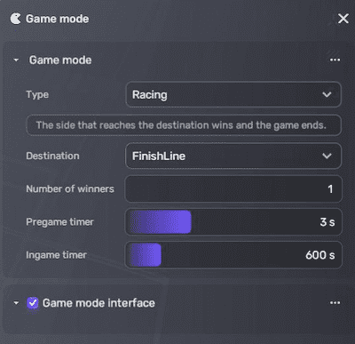 Set racing game mode