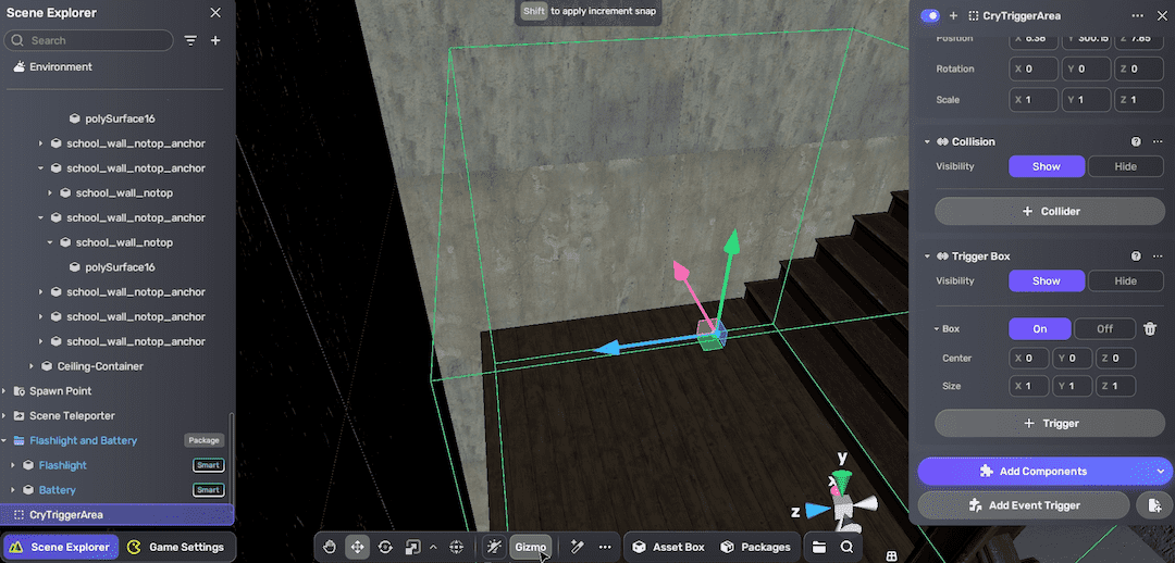 Add trigger to empty object