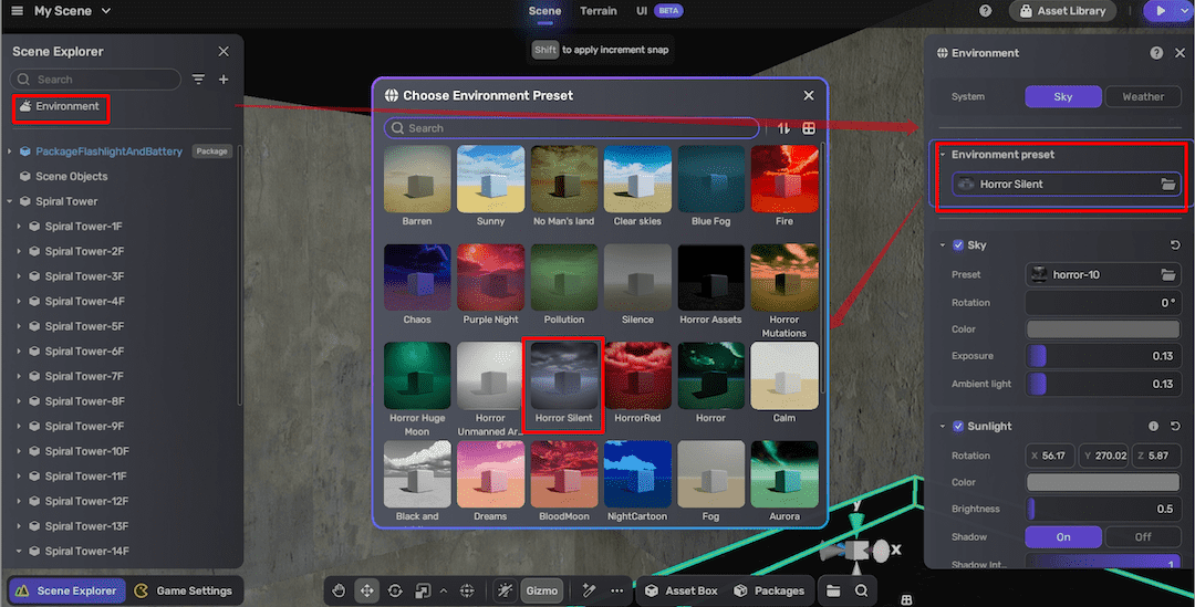 Change environment preset