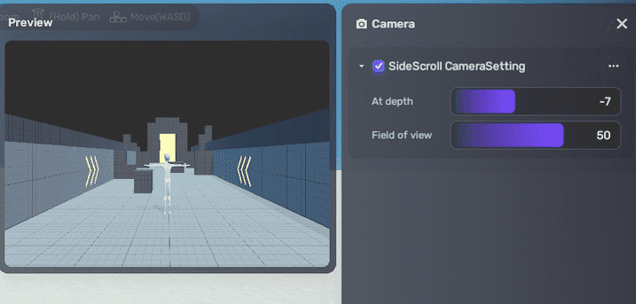 Side-scroll 3D preview
